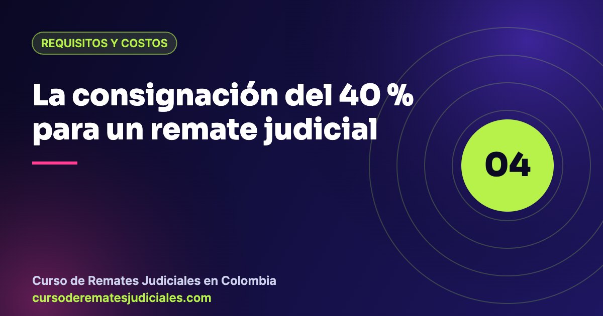 Consignación del 40 % del avalúo para participar en un remate judicial en el Banco Agrario